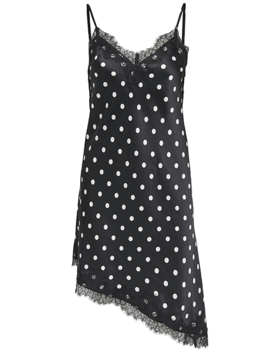 Only - ONLBella Strap Satin Lace Kjole - Black/White Dot
